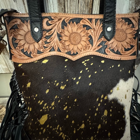 Beautiful Handcrafted Leather and Cowhide Fringe Bag! New! - Picture 2 of 16